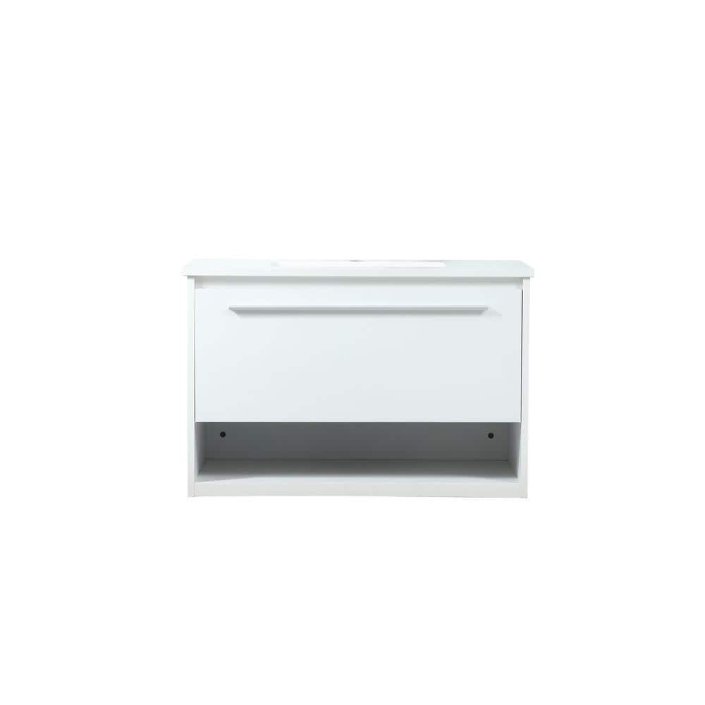 Simply Living 30 in. Single Bathroom Vanity in White with Engineered Marble