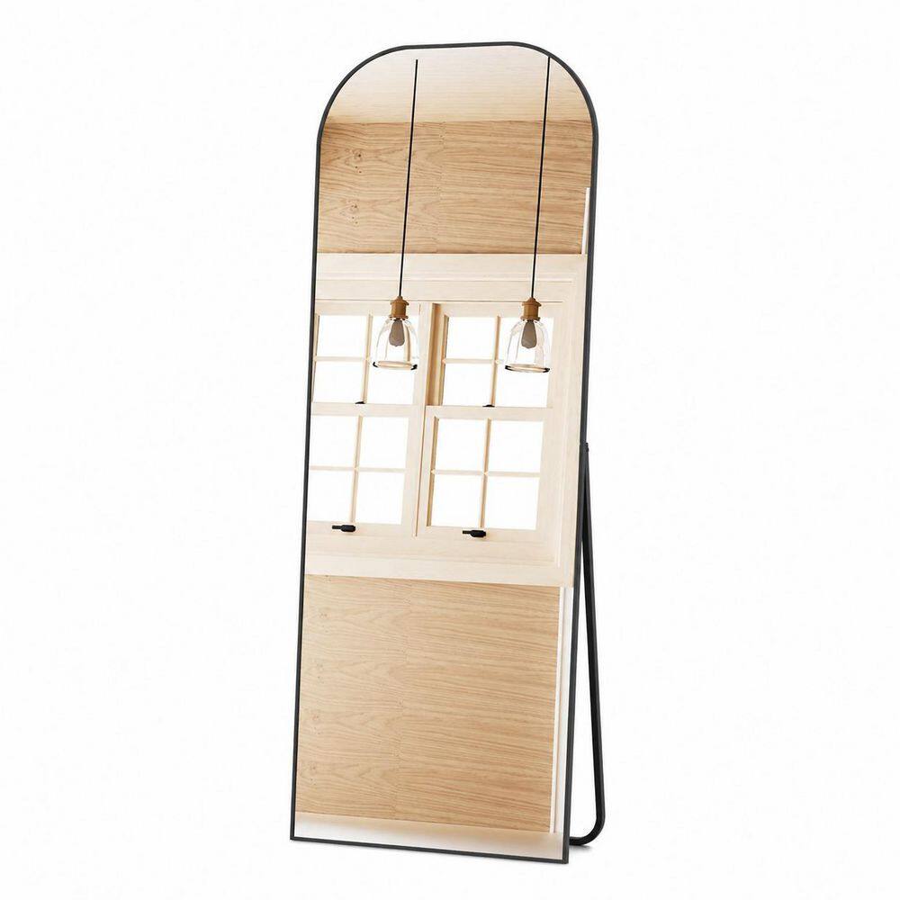 56 in. H x 21 in. W Black Rounded-Corner Full-Length Floor Mirror with Aluminum Alloy Frame for Bedroom price history on PriceWatchPro