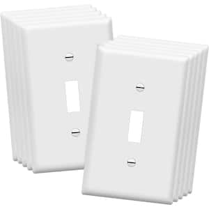 1-Gang White Toggle Switch Polycarbonate Plastic Wall Plate (10-Pack)