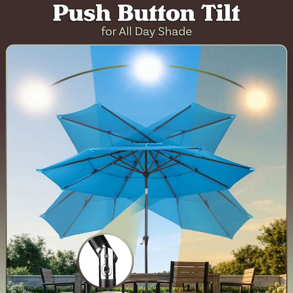 all deals patio umbrellas AreShark 12 FT Umbrella for Outdoor, Outdoor Table Umbrella, Outdoor Patio with 8 Sturdy Ribs, Patio Umbrellas for Market, Garden, Deck, Backyard, Pool (Cerulean) : Patio, Lawn & Garden The Aruba Auto Tilt Market Umbrella allows users to follow the sun for continual outdoor enjoyment Patio Premier 9-ft Steel Blue
