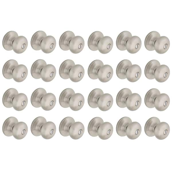 Round Satin Nickel Bed/Bath Door Knob 24-Pack