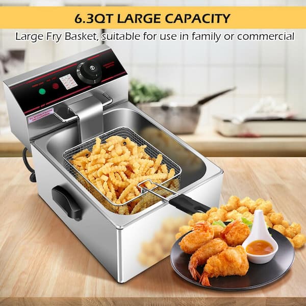  ARLIME Deep Fryer with Basket, 3.2 Qt/3L Electric Fryer with  Adjustable Temperature & Timer, Removable Oil-Container & Lid w/View  Window, Stainless Steel Small Deep Fryers for Home Use, Kitchen: Home 