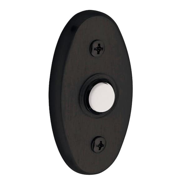 Baldwin 3 in. Oval Wired Lighted Push Button Doorbell in Oil-Rubbed Bronze
