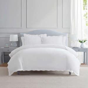 MARTHA STEWART Garden Path Embroidery 3-Piece White/Winter Blue