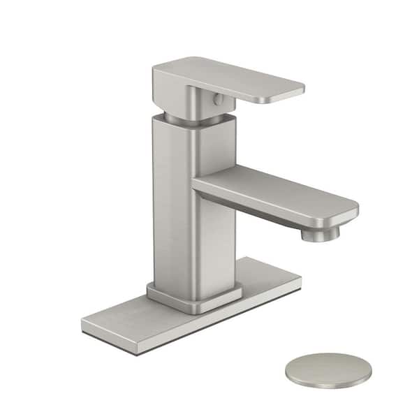 Glacier Bay Single-Handle Single-Hole Bathroom Faucet in Brushed Nickel