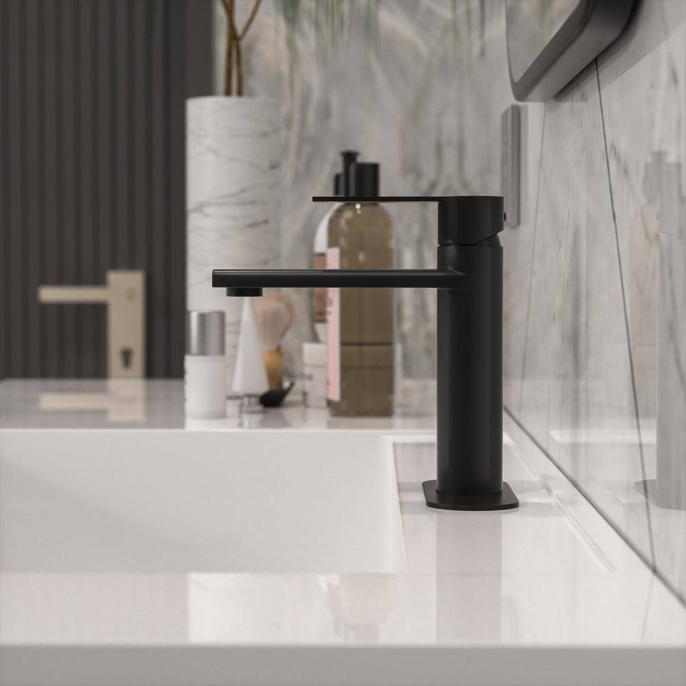 Matte Black Single Handle Mid Arc Bathroom Faucet