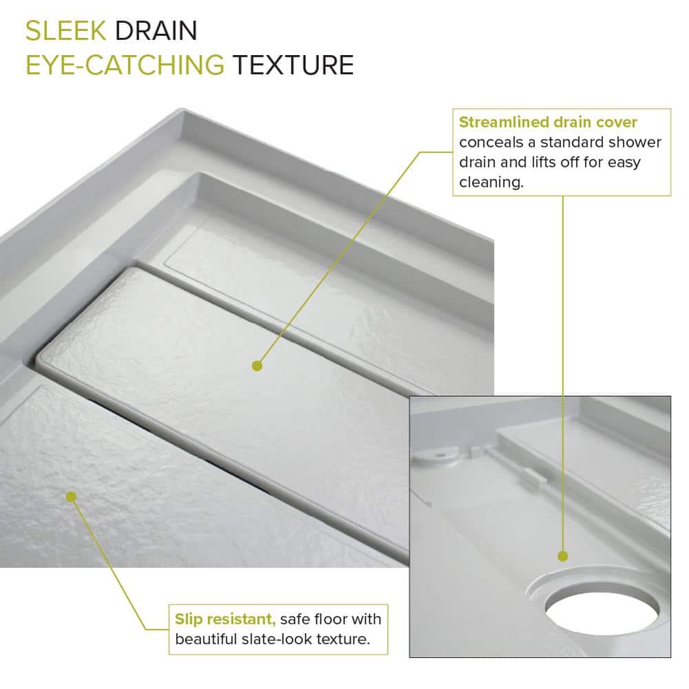 Gray 60'' x 30'' Rectangular Shower Base with Left Drain