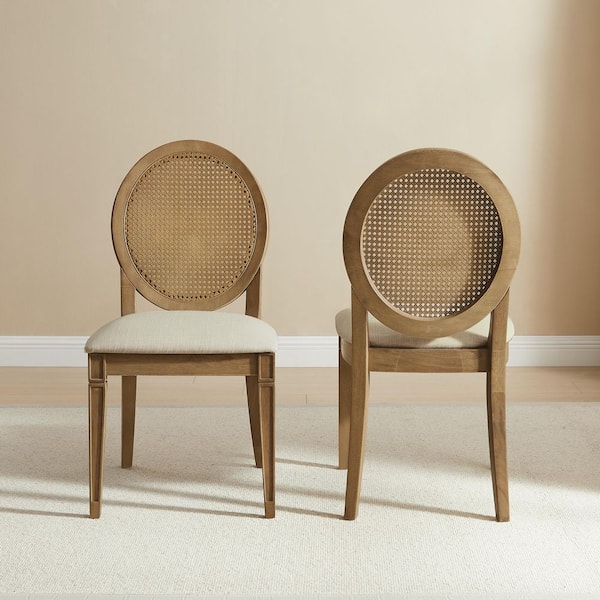 Katia Driftwood Fabric Woven Back Chair Set of 2