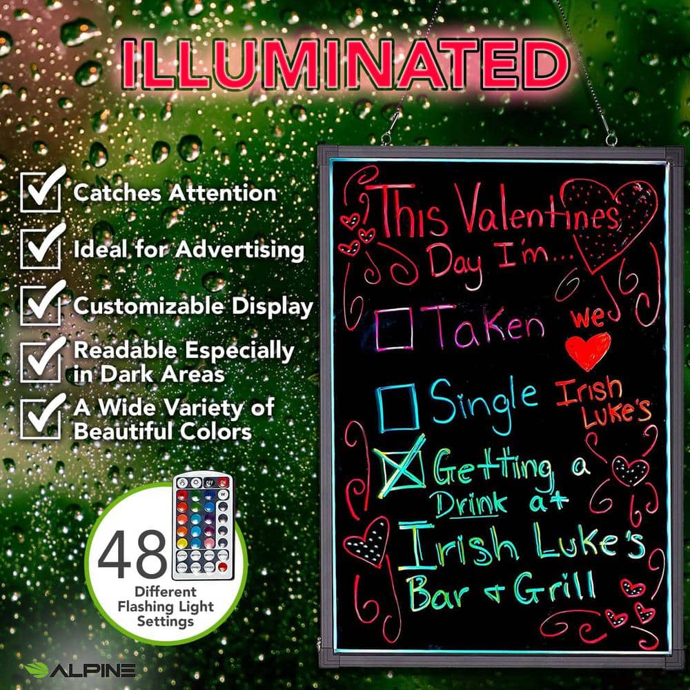 24" x 32" Black LED Illuminated Hanging Message Board