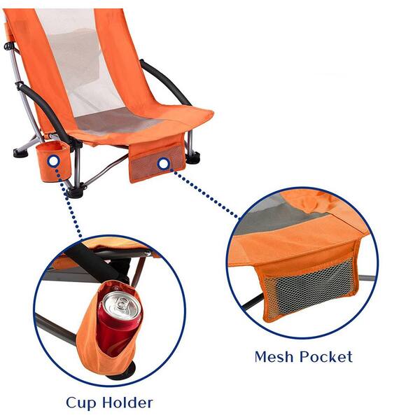 Foldable Chair With Backrest Soft Sponge Cushion Back Chair For Stadium  Beach BD