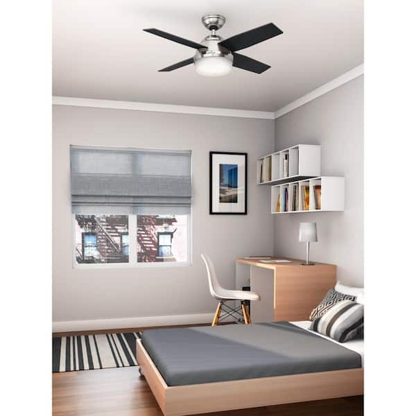 Hunter Dempsey 44 in. LED - Indoor Fan Remote Home Depot Nickel with Universal Brushed Ceiling 59245 The