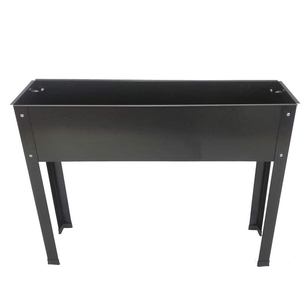 40.35 in. W x 10.6 in. D x 31.5 in. H Black Metal Outdoor Garden Bed Flower