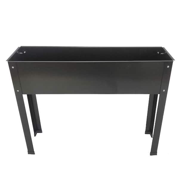 Unbranded 40.35 in. W x 10.6 in. D x 31.5 in. H Black Metal Outdoor Garden Bed Flowerpot Box with Drainage Holes