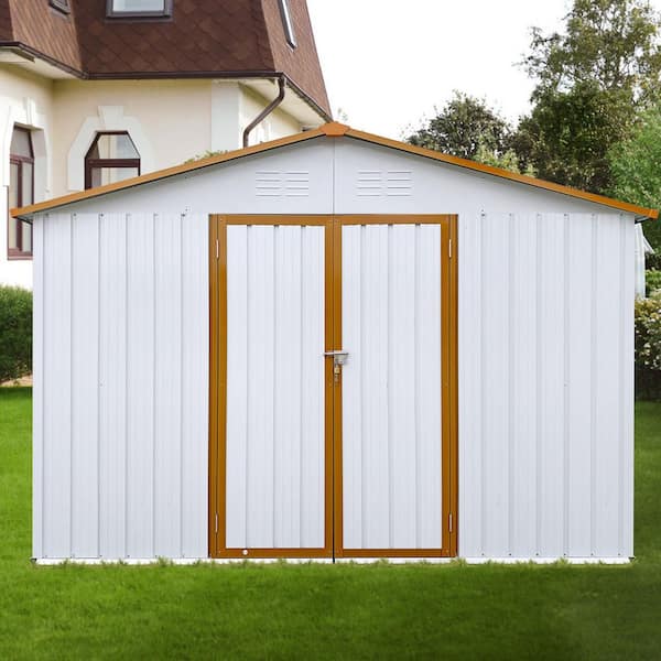 12 ft. W x 10 ft. D Yellow Metal Outdoor Storage Shed with Lockable Doors and Vents (111 sq. ft. )