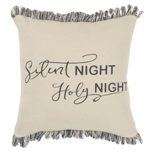 Natural Holiday "Silent Night Holy Night" Cotton Poly Filled 20 in. x 20 in. Decorative Throw Pillow