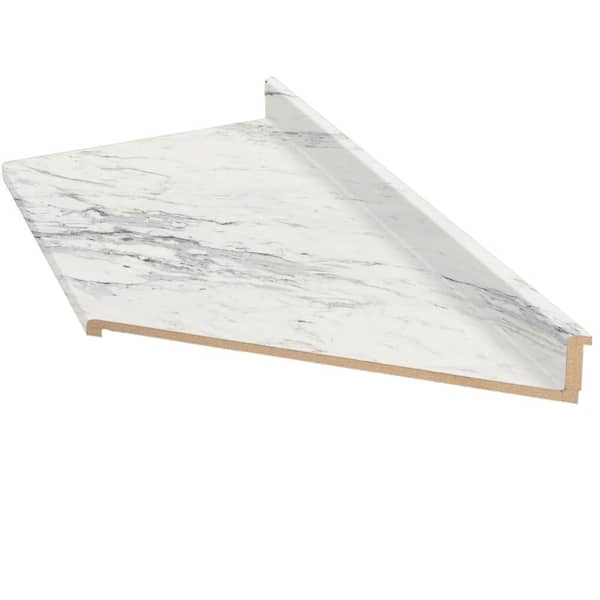 Hampton Bay 10 Ft Right Miter Laminate Countertop In Textured Calcutta Marble With Eased Edge 3557