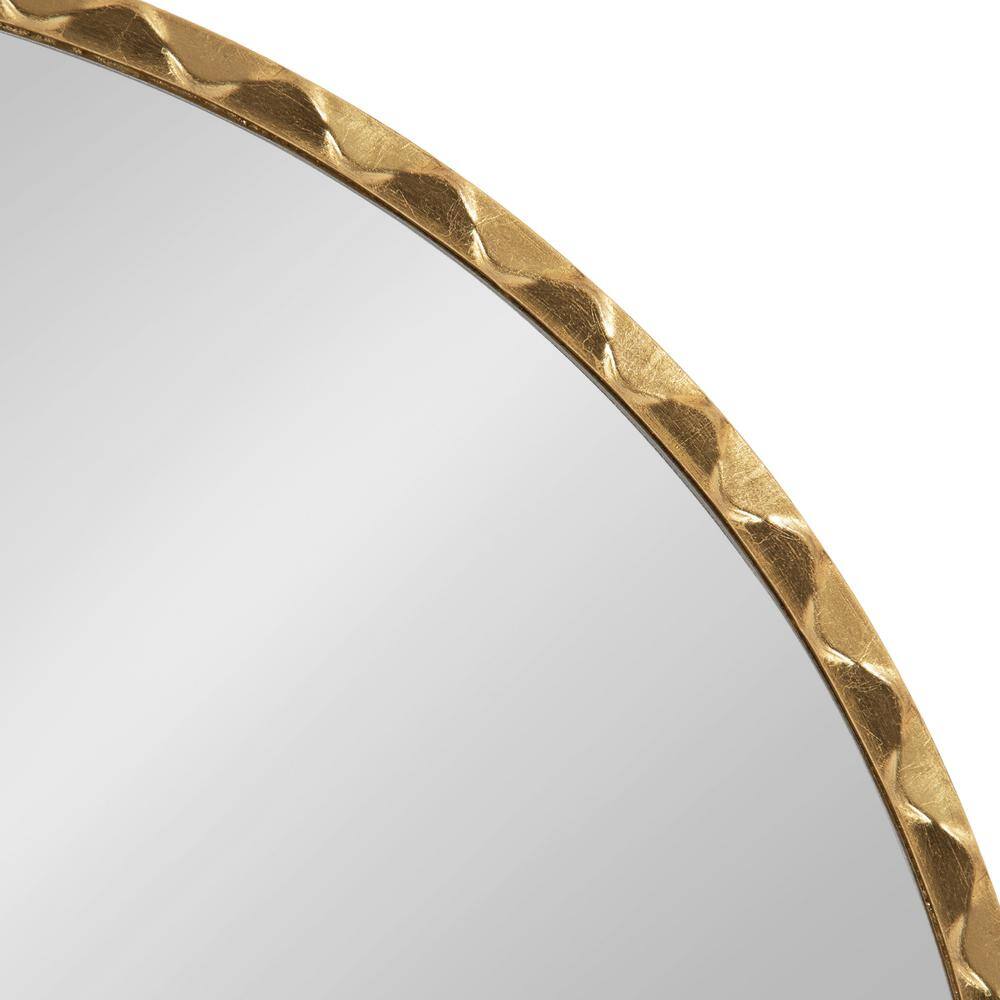 Sebecka 26" Round Gold Leaf Wooden Vanity Mirror