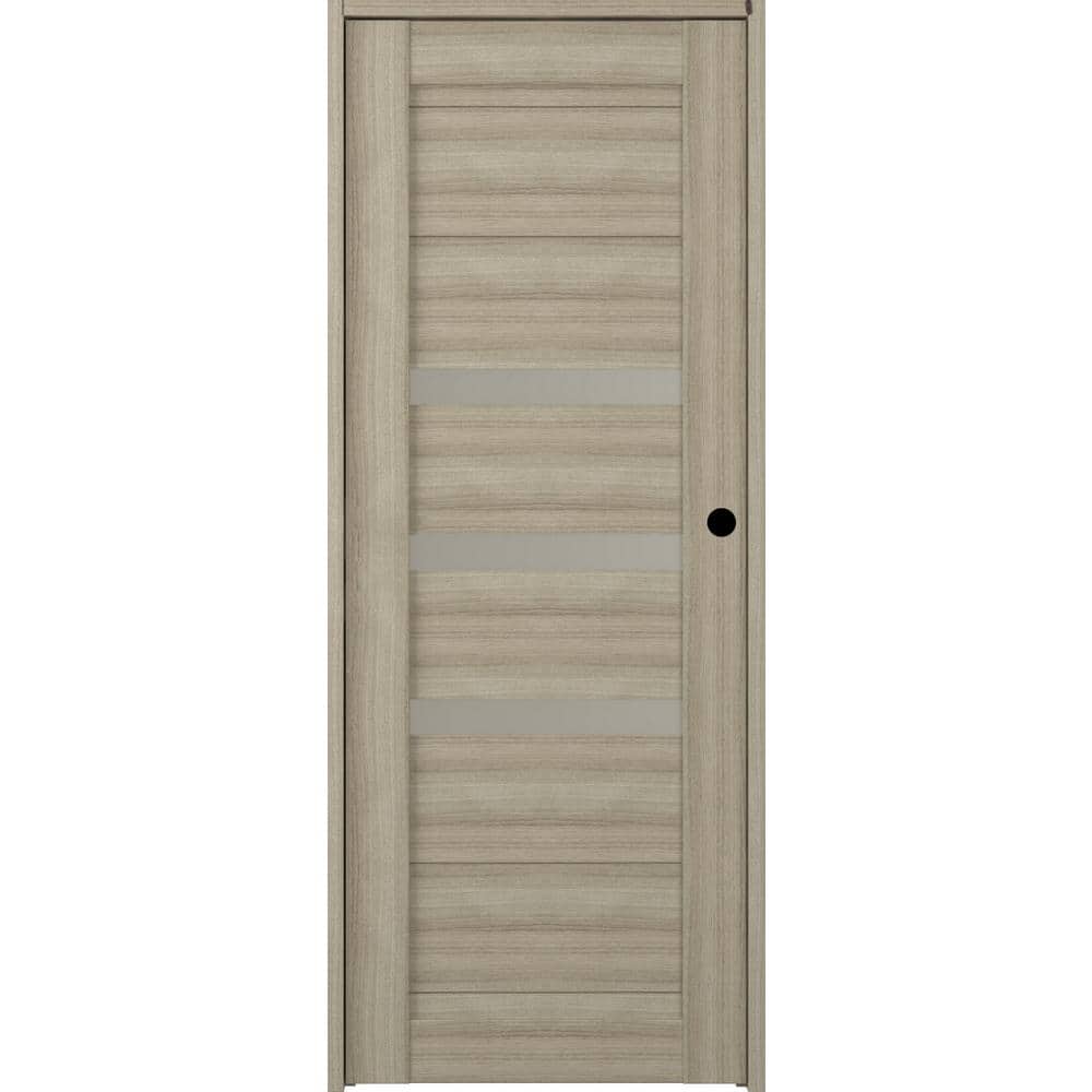 Dora 28 in. x 83,25 in. Left-Hand Frosted Glass Shambor Solid Core Wood Composite Single Prehung Interior Door price history on PriceWatchPro