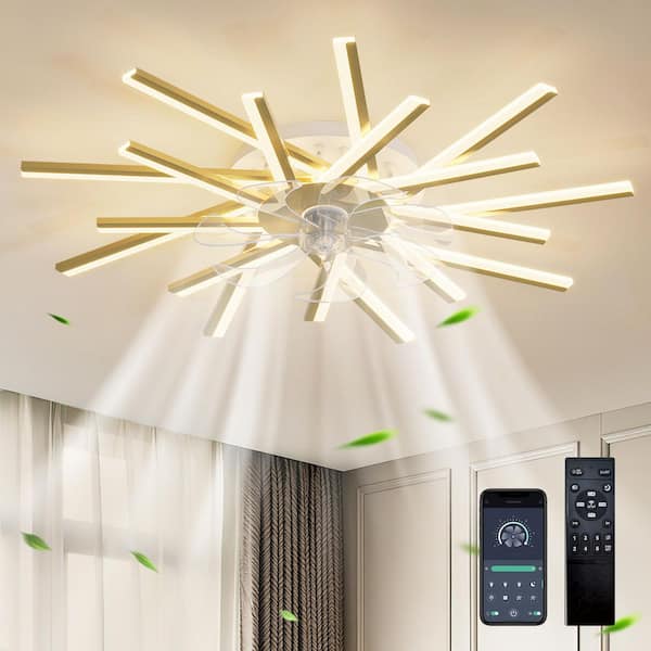 36.22 in. Indoor Gold Modern Linear Low Profile Standard Ceiling Fan with Dimmable Integrated LED and Remote Included