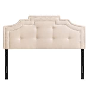 Aspen Cream Crown Silhouette Double/Full Headboard with Button Tufting