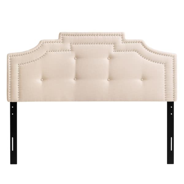 CorLiving Aspen Cream Crown Silhouette Double/Full Headboard with Button Tufting