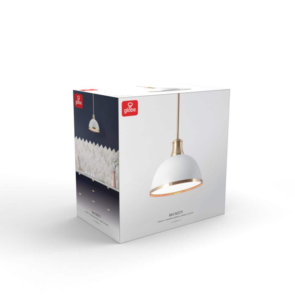 Beckett Matte White and Brass Accents Modern Farmhouse Pendant