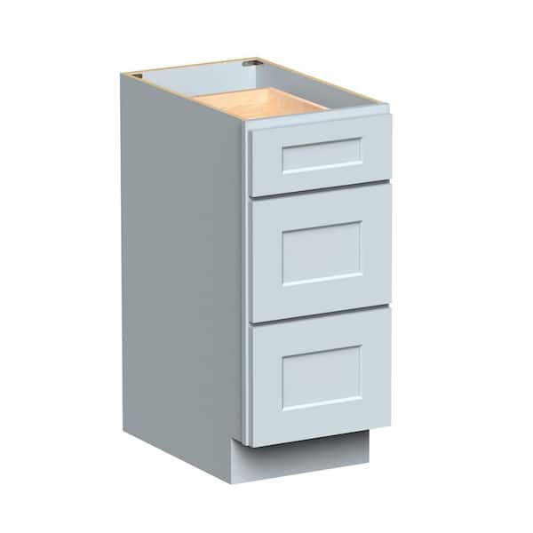 15 in. W x 24 in. D x 34.5 in. H in Dove Grey Plywood Ready to Assemble Floor Base Kitchen Cabinet with 3-Drawers