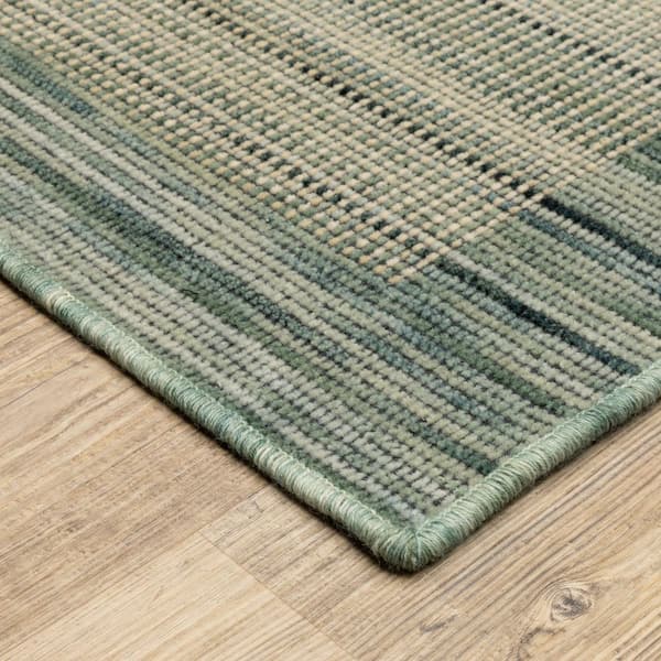 Wells 2 ft. x 10 ft. Green/Blue Border Area Rug