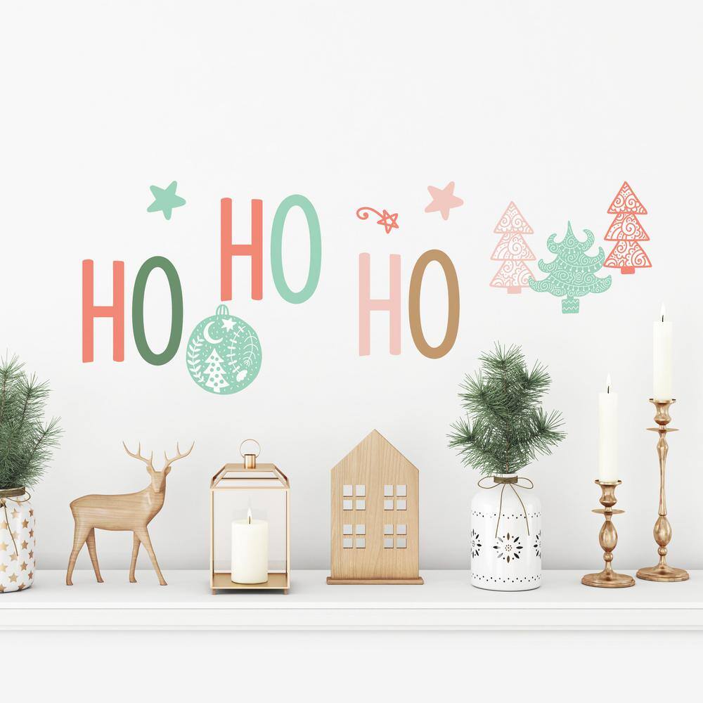 Festive Red Green and Brown Christmas Wall Decal Set