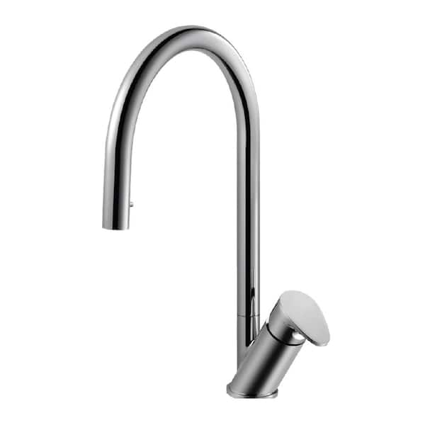 Houzer Oni Single Handle Hidden Pull Down Sprayer Kitchen Faucet With Ceradox Technology In