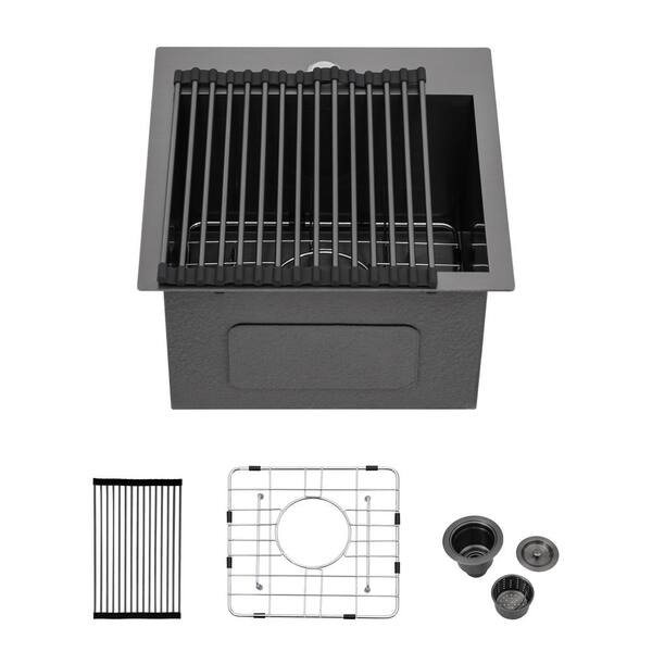 Black Stainless Steel Sink 15 in. x 15 in. Single Bowl Undermount ...