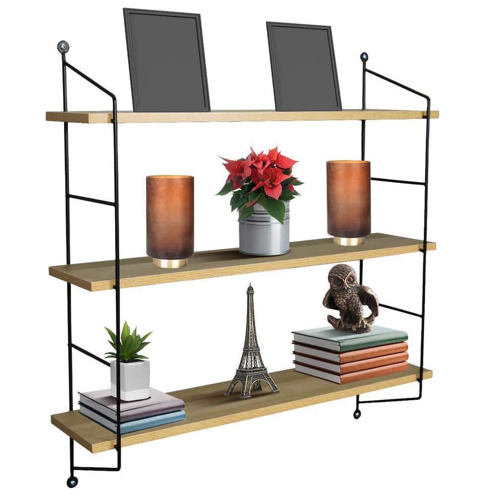 6 in. W x 23.62 in. D Floating Shelf with Metal Brackets Wall Mounted Rusti