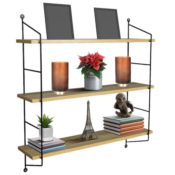 Floating Shelf with Metal Brackets , Wall Mounted Rustic Wood Wall top Storage Shelf