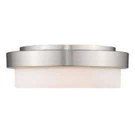 Transitional Opal Glass Flush Mount in Pewter and Chrome