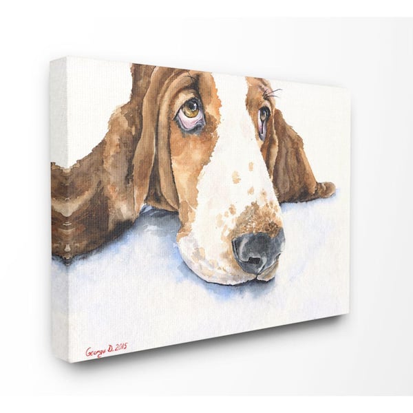 Stupell Industries 16 in. x 20 in. "Cute Dog Head Basset Hound Pet" by George Dyachenko Canvas Wall Art
