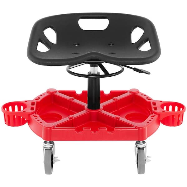 Rolling Garage Stool, 300 lbs. Capacity, Adjustable Height from 18 in. to 23 in. 360° Swivel Wheels (4 in.) Tool Tray