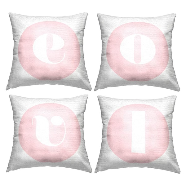 Stupell Industries Pink Love Letters Pink Square Outdoor Throw Pillow 4-Pack