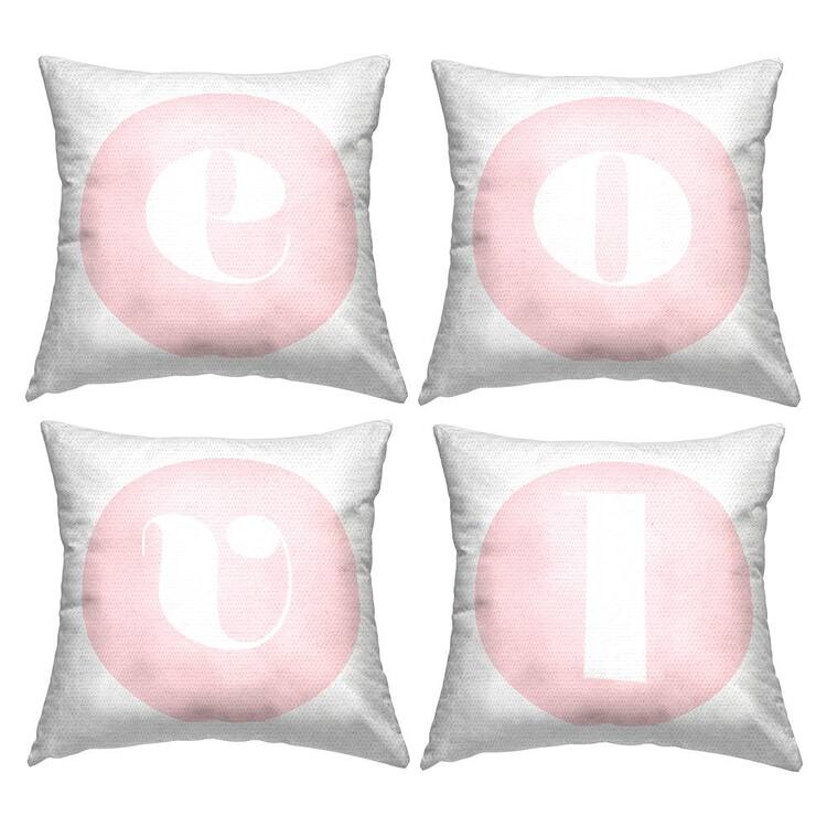 Stupell Industries Pink Love Letters Pink Square Outdoor Throw Pillow 4-Pack
