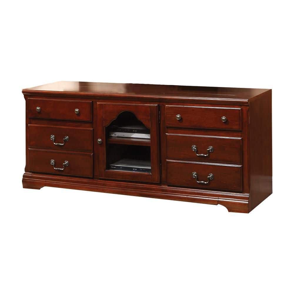 Hercules Cherry Wood TV Stand with Glass Doors