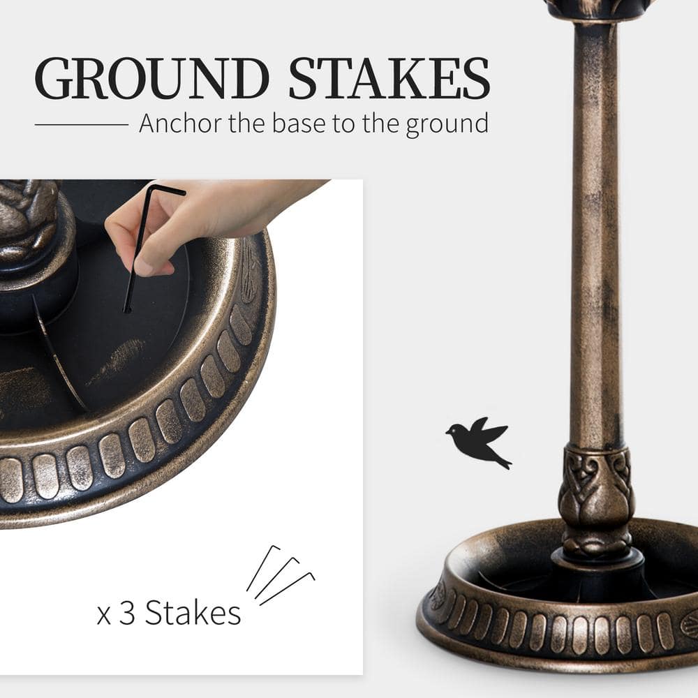 Antique Bronze 3-in-1 Bird Bath Feeder Planter
