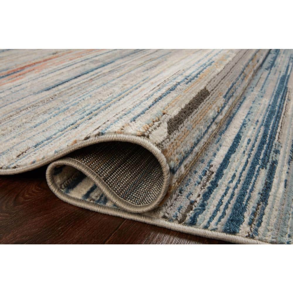 Bianca Gray and Multicolor Stain-Resistant Synthetic Area Rug 5'-3" x 7'-6"
