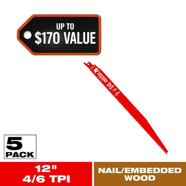 DIABLO 12 in. 4/6 Demo Demon TPI Bi-Metal Reciprocating Saw Blades for Nail-Embedded Wood Cutting