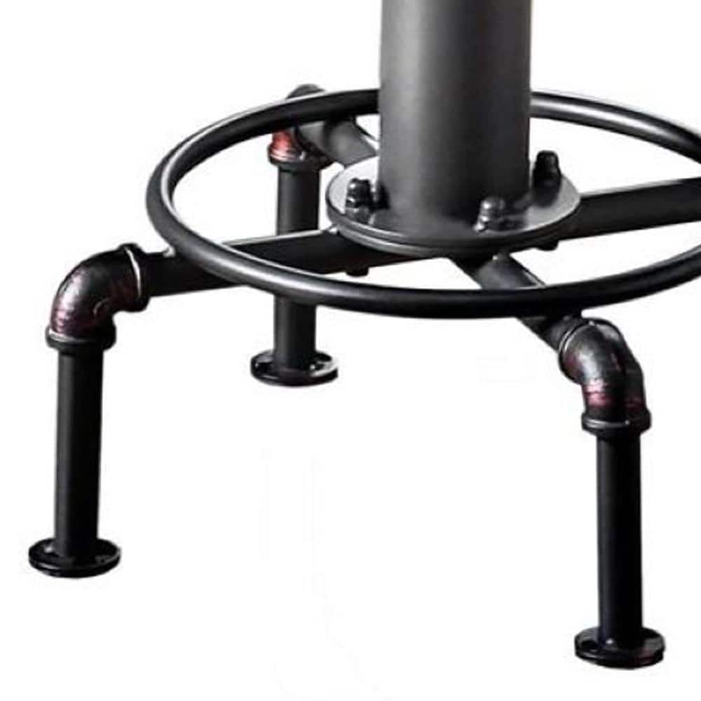 Antique Black Swivel Backless Wood Metal Counter Stool