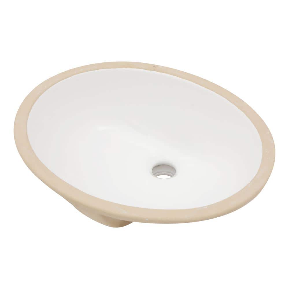 Aoibox 18 in . Undermount Oval Bathroom Sink with Overflow Drain in