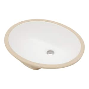 18 in. Undermount Oval Bathroom Sink with Overflow Drain in White Finish 18 in. x15 in. Ceramic Oval Sink with Overflow