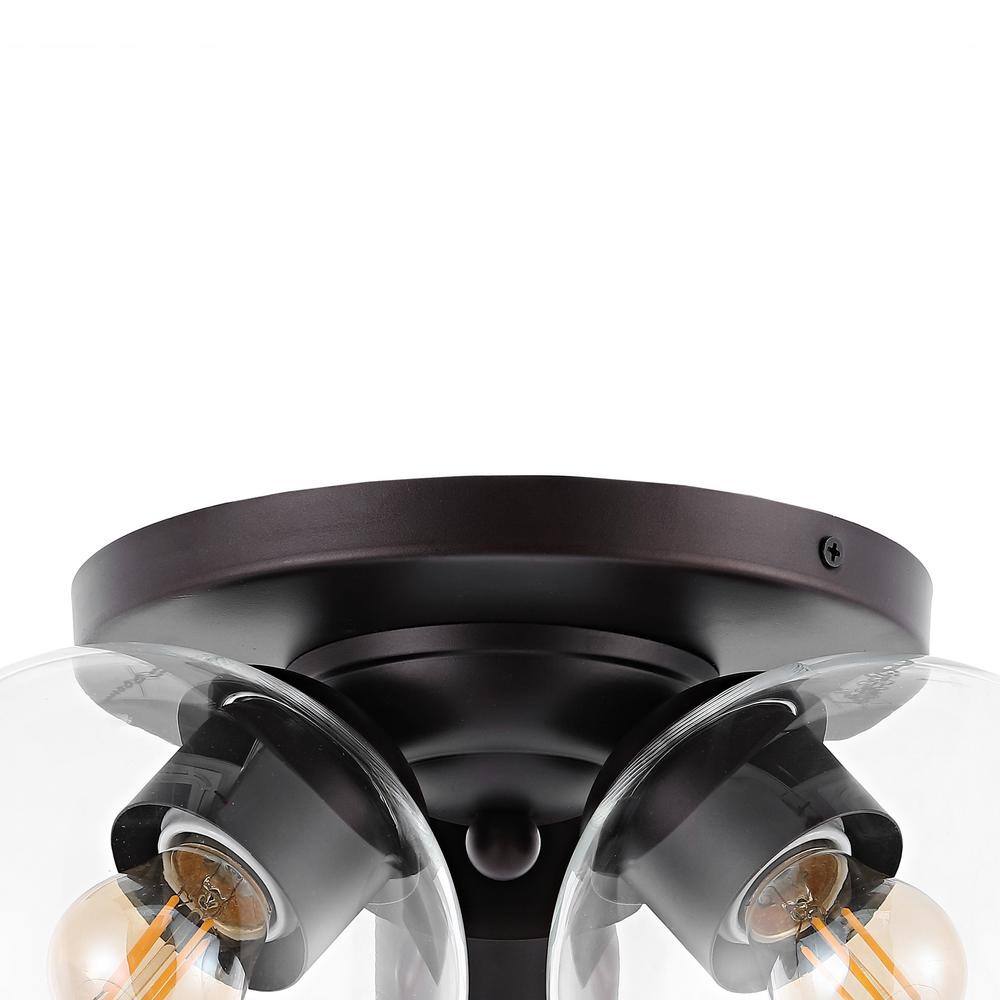 Farmhouse Rustic 11.5" LED Ceiling Light in Oil Rubbed Bronze with Clear Glass Globe