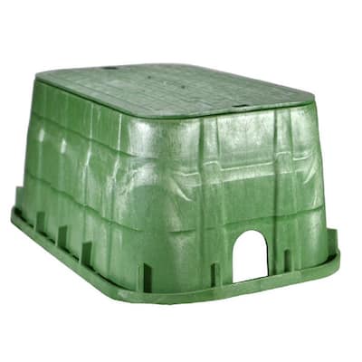 13 in. X 20 in. Jumbo Rectangular Pro-Spec® Series Valve Box & Cover, 12 in. Height, Green Box, Green ICV Cover