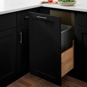 Avondale 18 in. W x 24 in. D x 34.5 in. H in Raven Black Ready to Assemble Plywood Shaker Trash Can Kitchen Cabinet