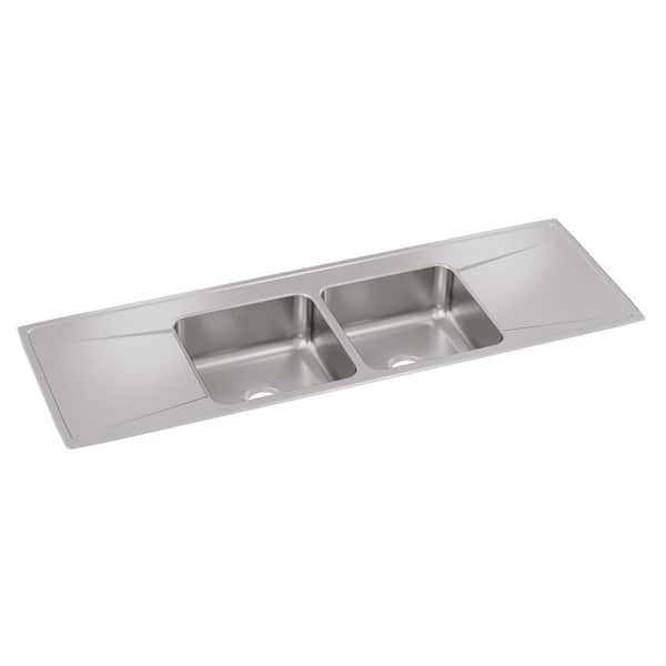 Lustertone Classic 66 in. Drop-in Double Bowl 18 Gauge Stainless Steel Kitchen Sink