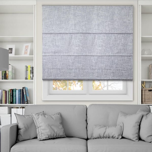Chicology Lexington Gainsboro Cut-to-Size Cordless Blackout Privacy Polyester Roman Shade 47 in. W x 72 in. L